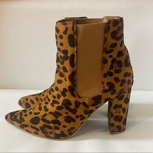 Faux Suede Leopard Print Booties
